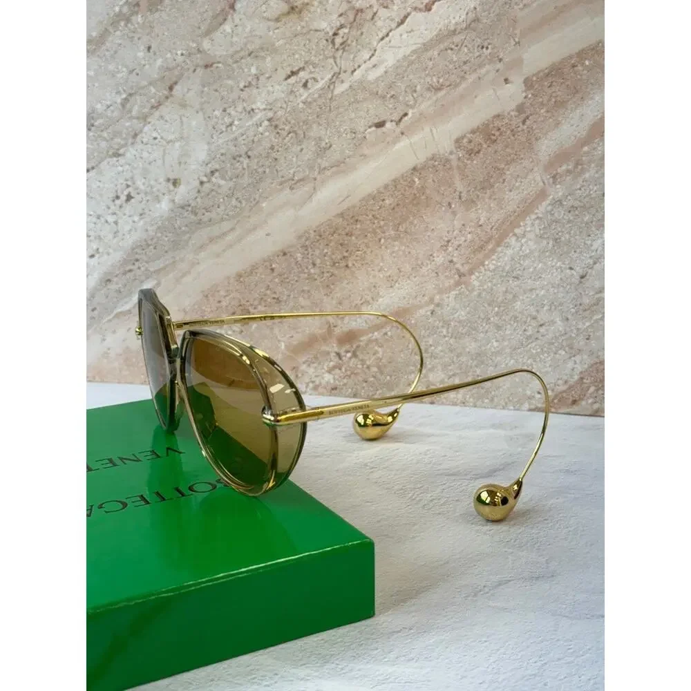 Bottega Veneta BV1436S Drop Earring Sunglasses in Beige $760